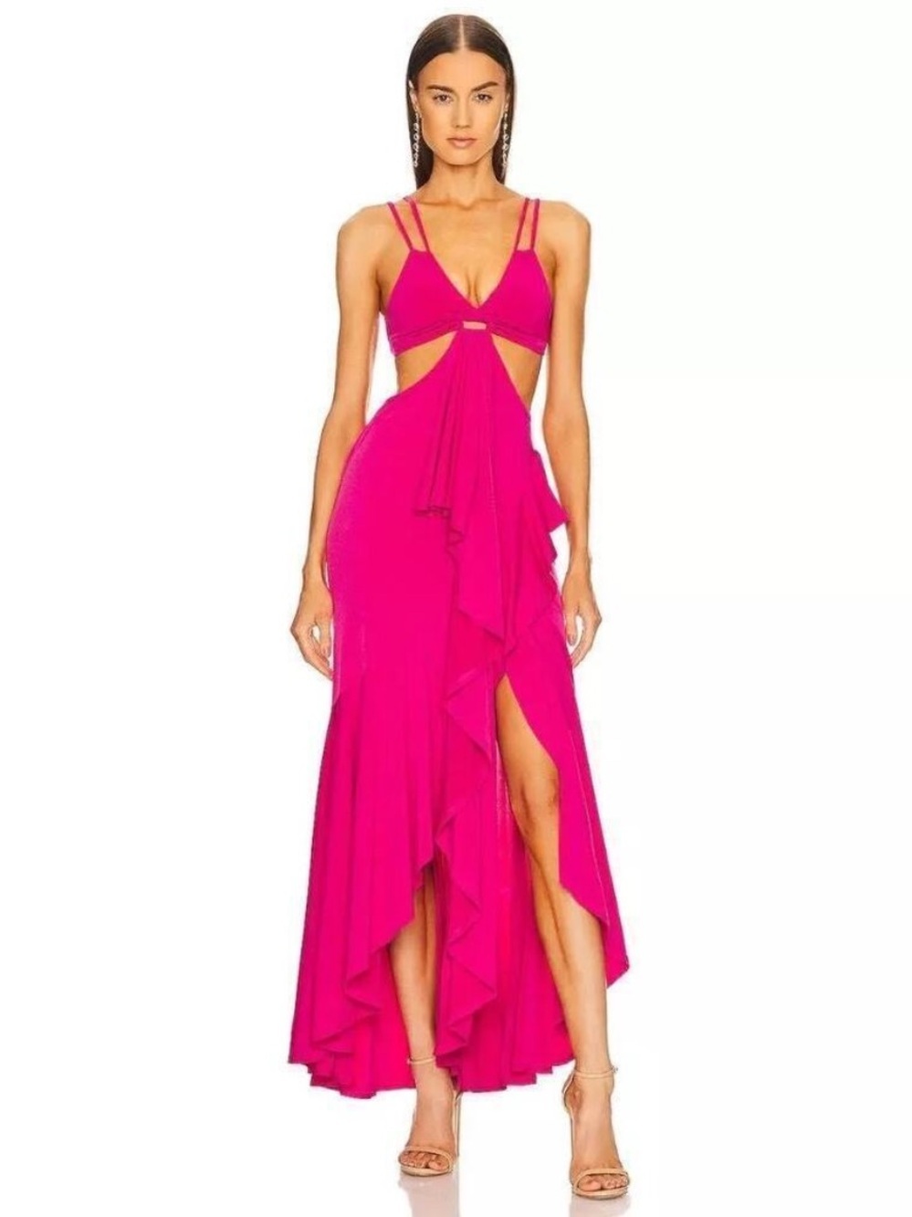 Michael Costello x REVOLVE Trent Gown Dress Hot Pink Size XXS